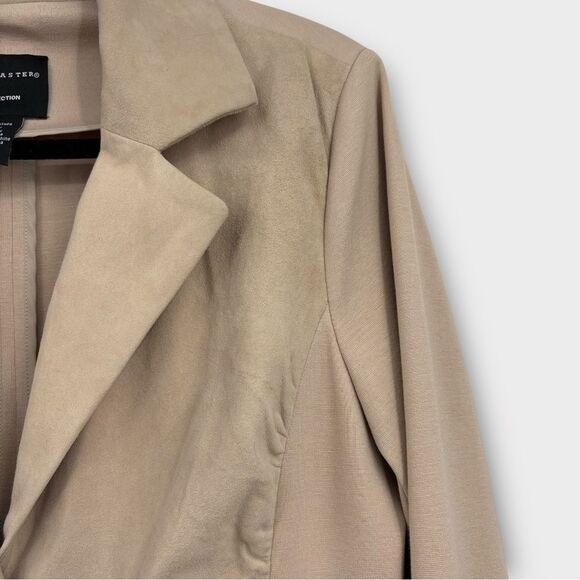 Doncaster Blazer Mixed Fabric Suede Leather and Knit in Beige Women’s Size 14 - Picture 3 of 10